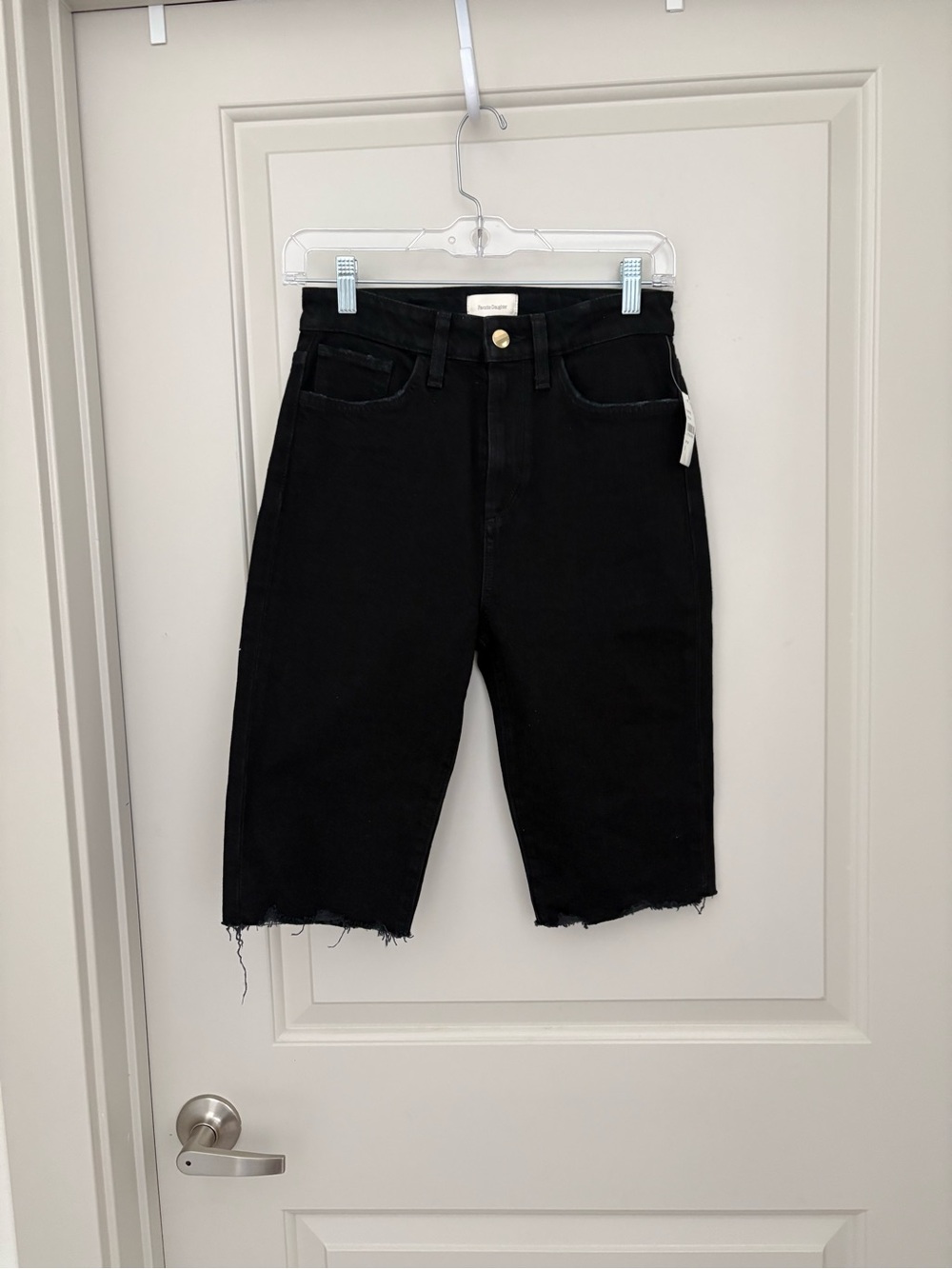 Favorite Daughter Black High-Rise Denim Bermuda Shorts NWT size 25 - Picture 4 of 7